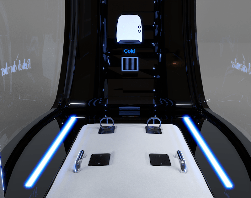 Vacuactivus HotCRYO Chamber for home featuring sleek design and cooling controls for personal use