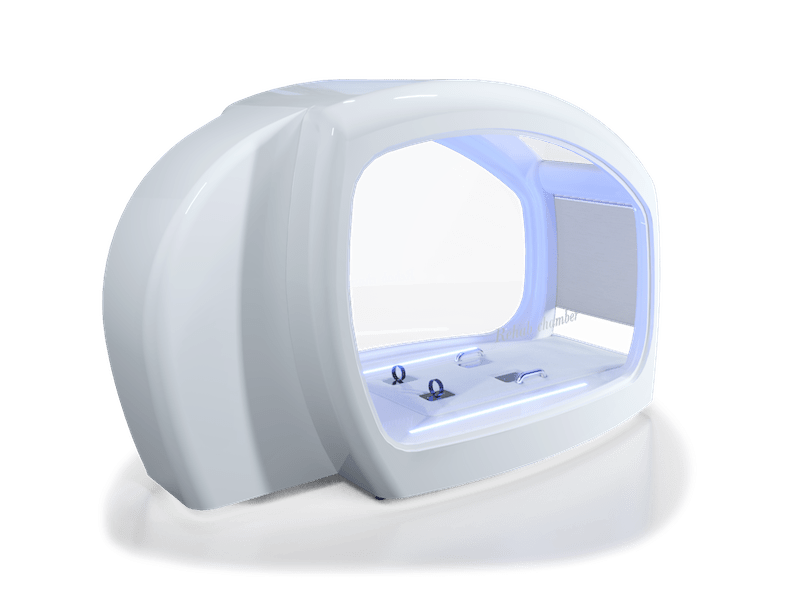 Vacuactivus HotCRYO Chamber for home featuring a sleek design and LED lighting for cryotherapy sessions