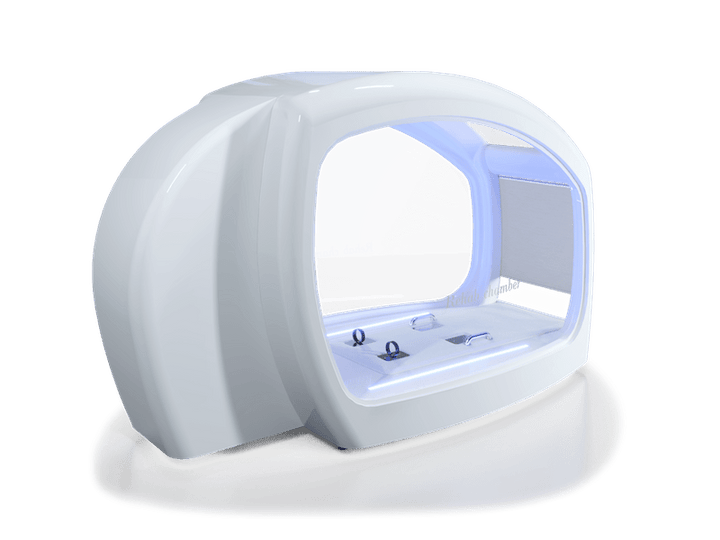 Vacuactivus HotCRYO Chamber for home featuring a sleek design and LED lighting for cryotherapy sessions