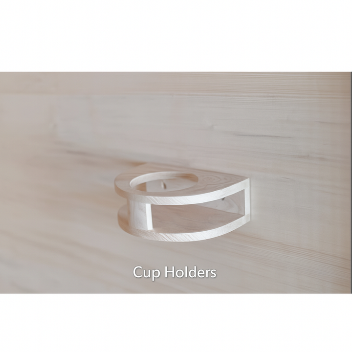 SunRay 3-person infrared sauna wooden cup holders mounted inside sauna for convenience