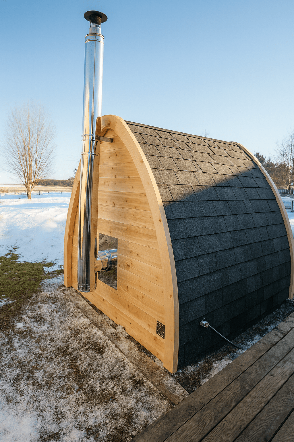 Leisurecraft traditional sauna for outdoor use, designed as backyard saunas for homes with a sleek wood finish