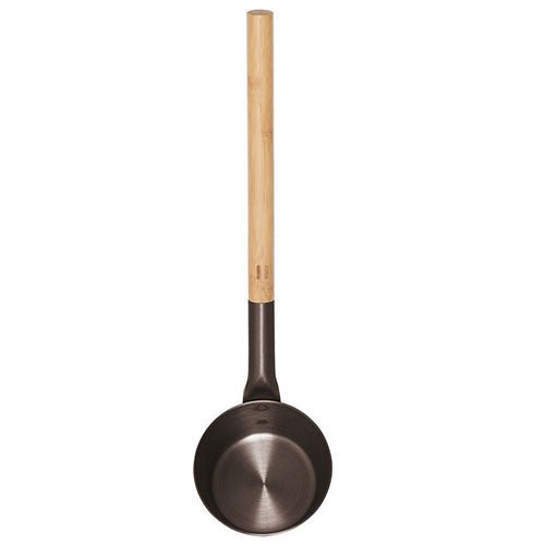 Rento Bamboo Handled Ladle with Deep Steel Bowl for Serving Soups and Sauces