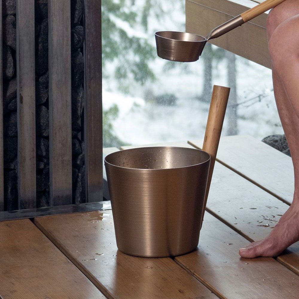 Rento Copper Sauna Ladle and Bucket Set for Relaxing Spa Experiences at Home