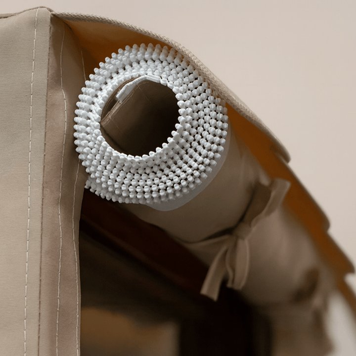 Close-up of a Finnmark waterproof sauna cover with rolled-up edges for optimal protection