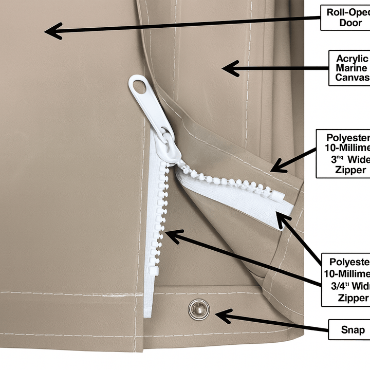 Finnmark waterproof sauna cover with detailed zipper and snap features for outdoor protection