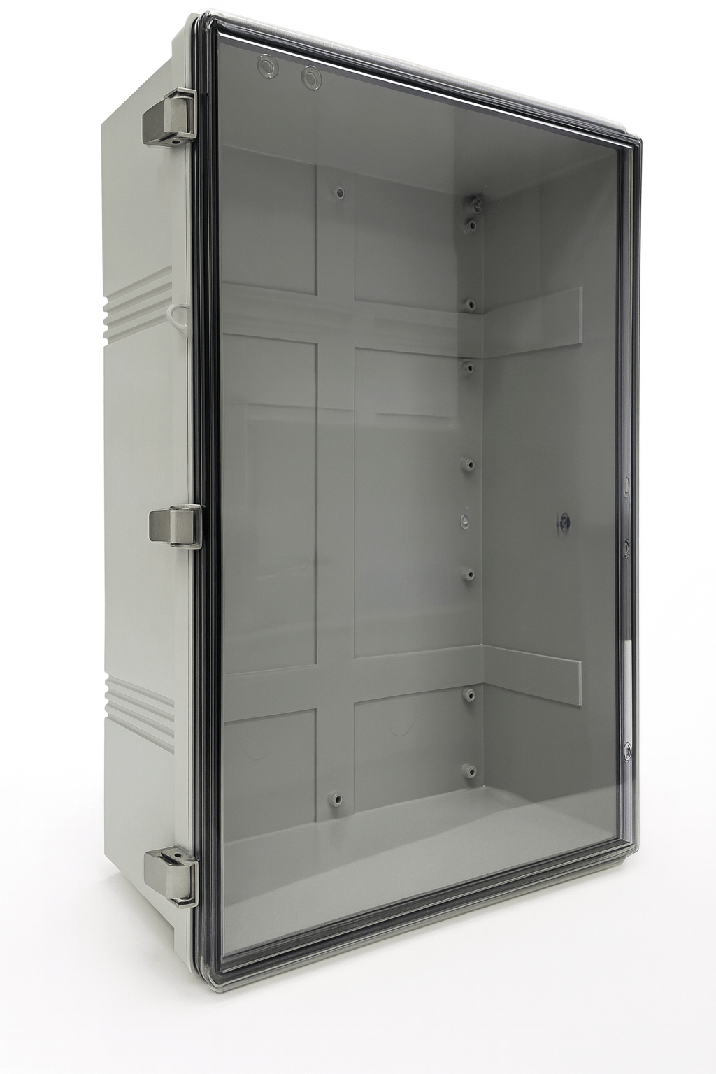 Weatherproof electrical enclosure for sauna with clear door and sturdy build for outdoor protection