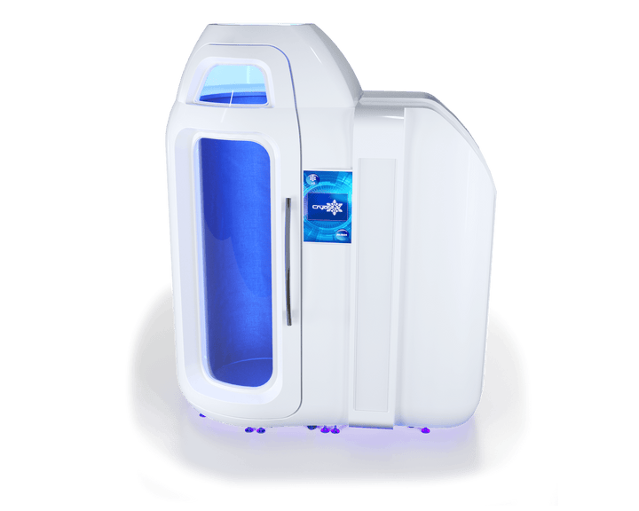Vacuactivus whole-body cryotherapy chamber with glowing interior for enhanced recovery and wellness benefits