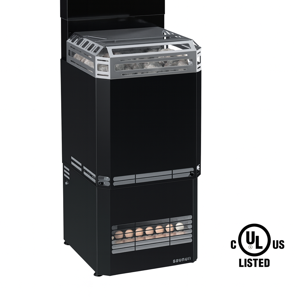 Saunum WiFi sauna heater package with modern design and safe features for home saunas