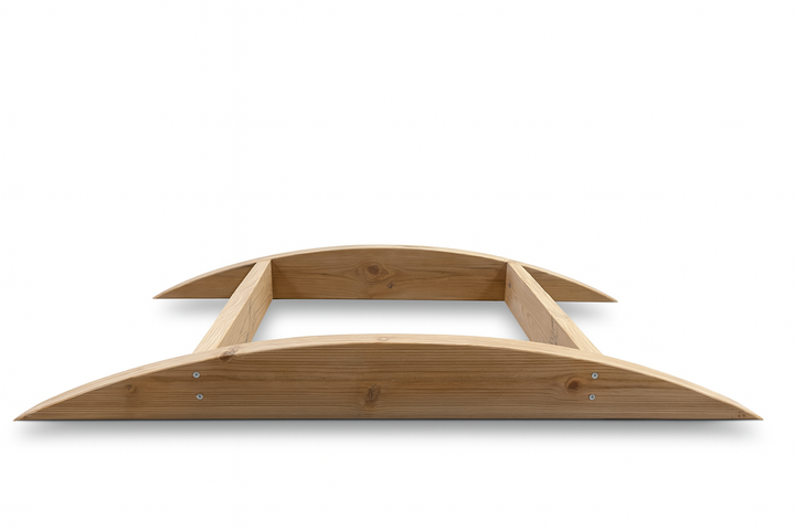 SaunaLife barrel sauna ceiling frame made of smooth wooden curved beams for structural support
