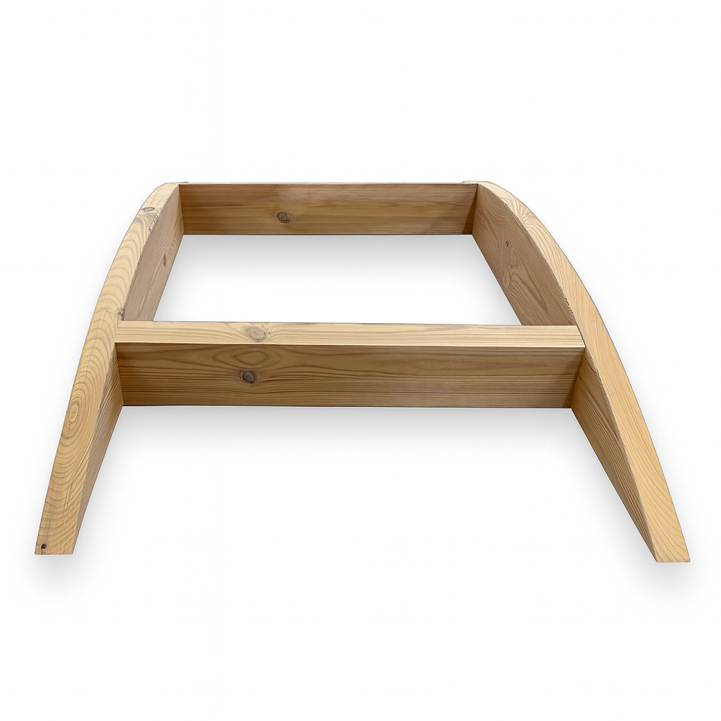 SaunaLife wooden barrel sauna ceiling frame accessory with curved design and natural wood finish
