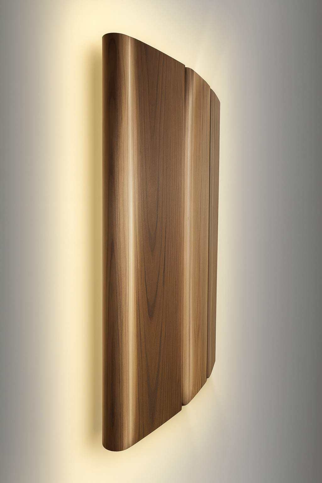 SaunaLife wooden wall accessory featuring LED lighting for barrel saunas with warm backlight glow