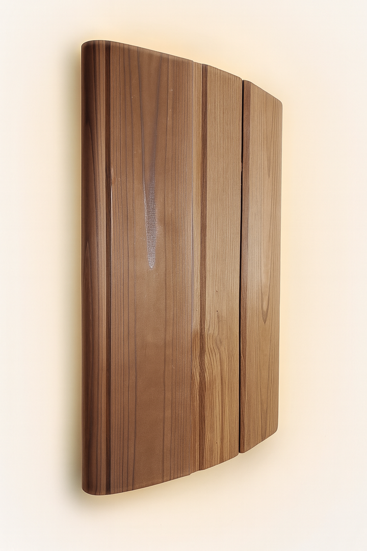 SaunaLife wooden accessory panel designed for LED lighting for barrel saunas with smooth natural finish